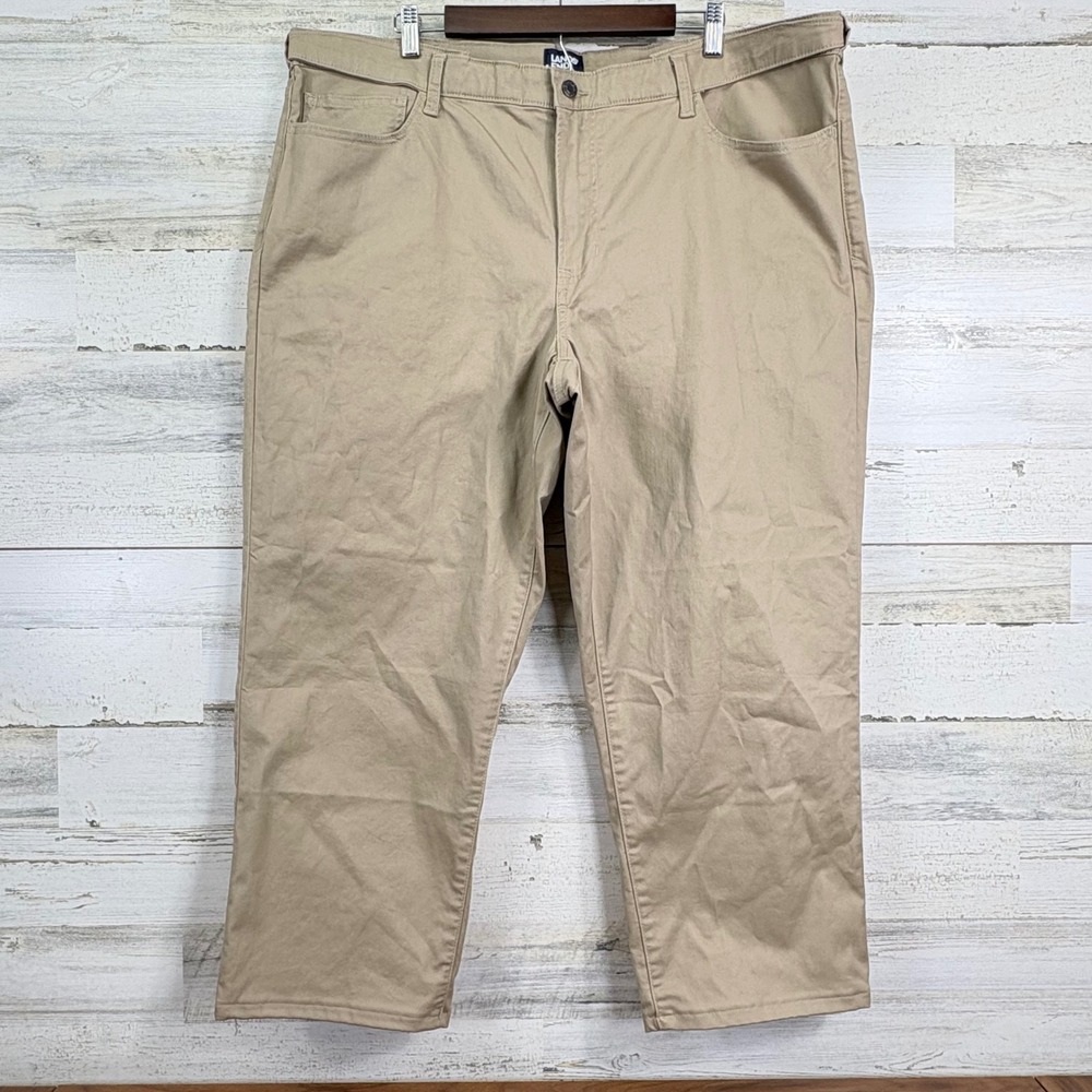 Lands End Mens 44 Traditional Fit Khaki Chino Pants Tan‎ Stretch Waist NEW